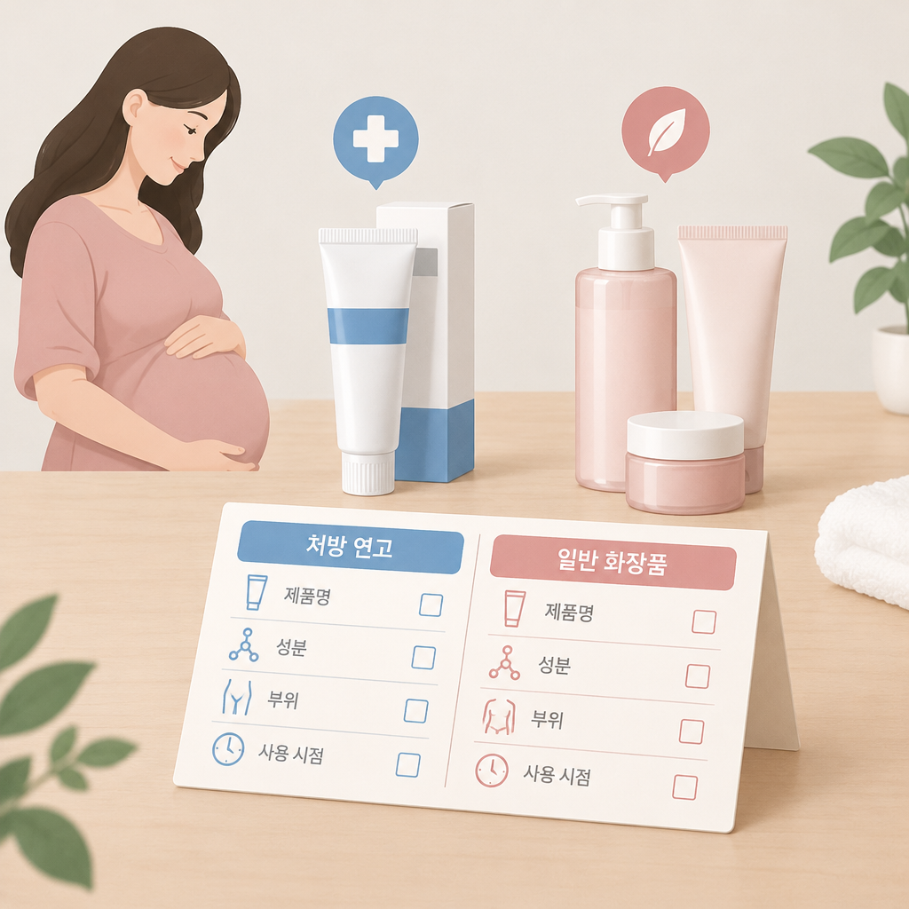 AI 생성 설명 이미지: 임산부 왁싱 도도라인왁싱 파주운정본점 | 처방 연고와 화장품 정보를 구분해 전달하는 체크리스트